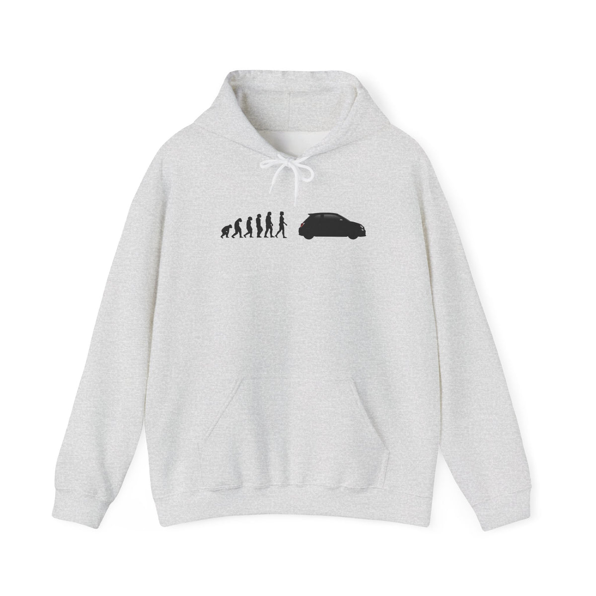 Abarth 595 hoodie by From Stone To Steel, Ash: ape to human to Abarth 595 car evolution print