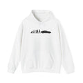 Aston Martin Vanquish hoodie by From Stone To Steel, White: ape to human to Aston Martin Vanquish car evolution print