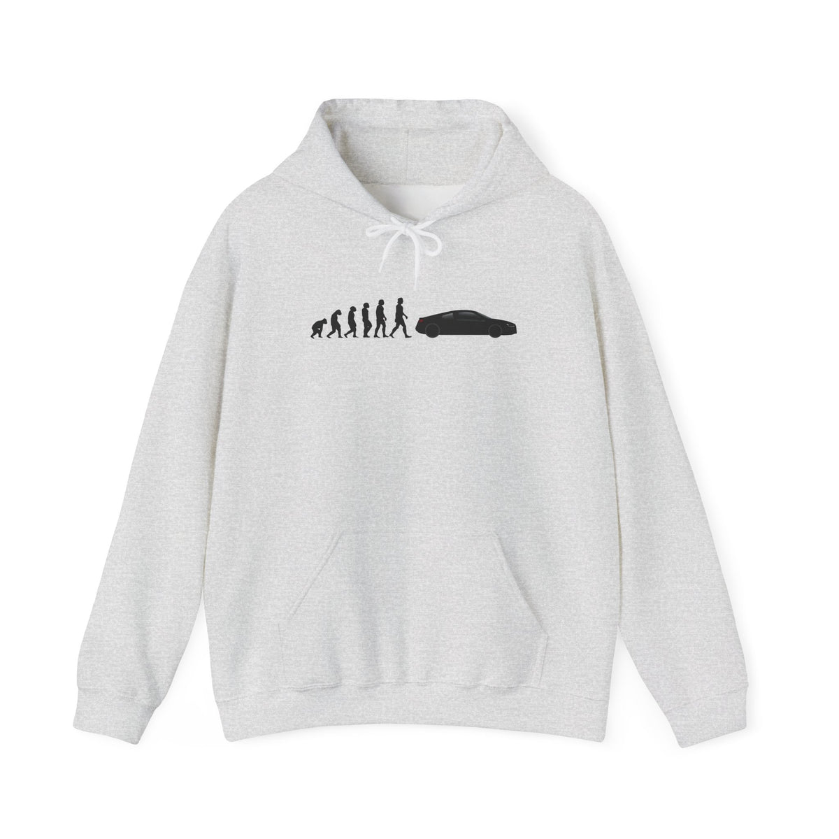 Audi R8 (Gen 1) hoodie by From Stone To Steel, Ash: ape to human to Audi R8 (Gen 1) car evolution print