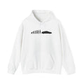 Audi R8 (Gen 1) hoodie by From Stone To Steel, White: ape to human to Audi R8 (Gen 1) car evolution print