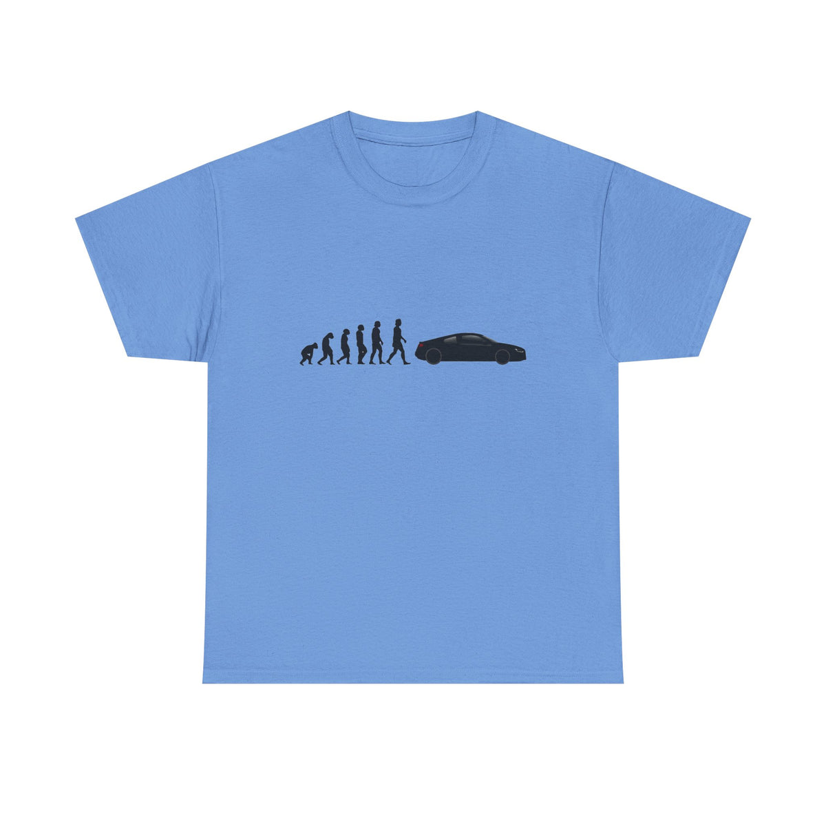Audi R8 Gen 1 t-shirt by From Stone To Steel, Carolina Blue: ape to human to Audi R8 Gen 1 car evolution print