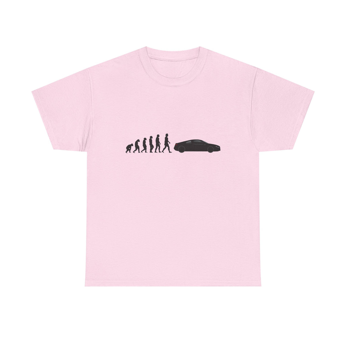 Audi R8 Gen 1 t-shirt by From Stone To Steel, Light Pink: ape to human to Audi R8 Gen 1 car evolution print