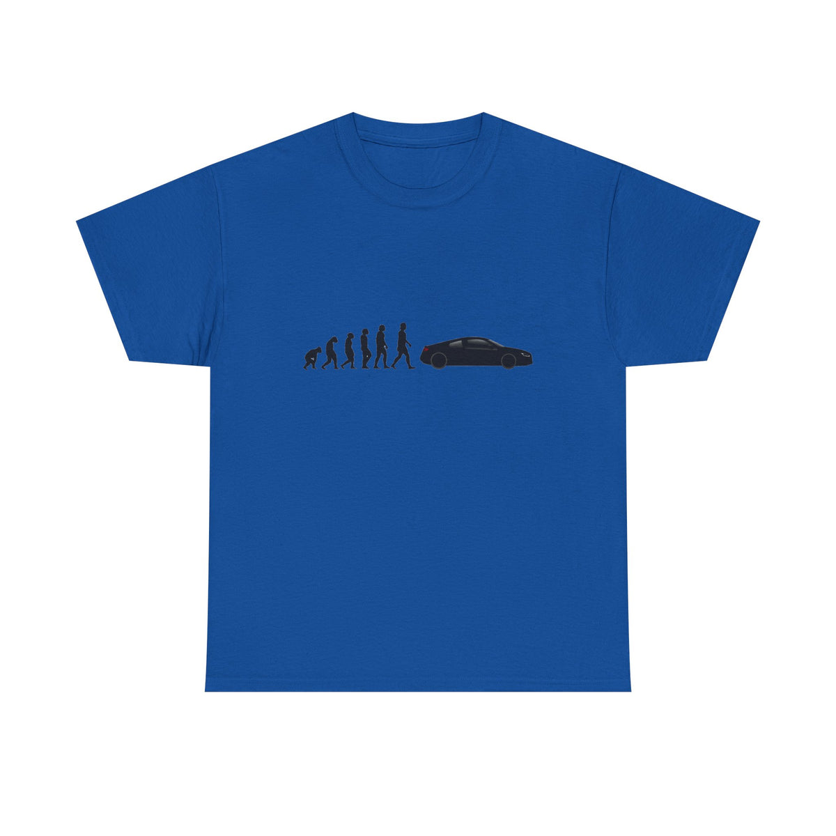 Audi R8 Gen 1 t-shirt by From Stone To Steel, Royal: ape to human to Audi R8 Gen 1 car evolution print