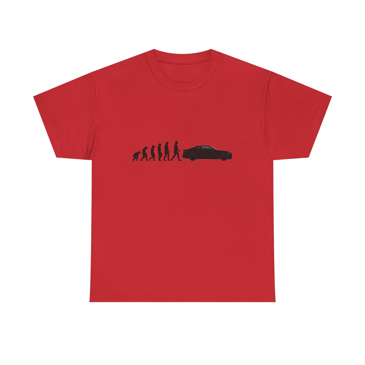 BMW M4 t-shirt by From Stone To Steel, Red: ape to human to BMW M4 car evolution print
