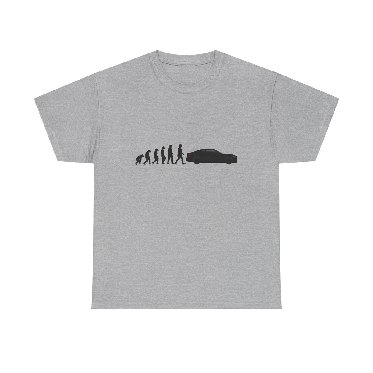 BMW M4 t-shirt by From Stone To Steel, Sport Grey: ape to human to BMW M4 car evolution print