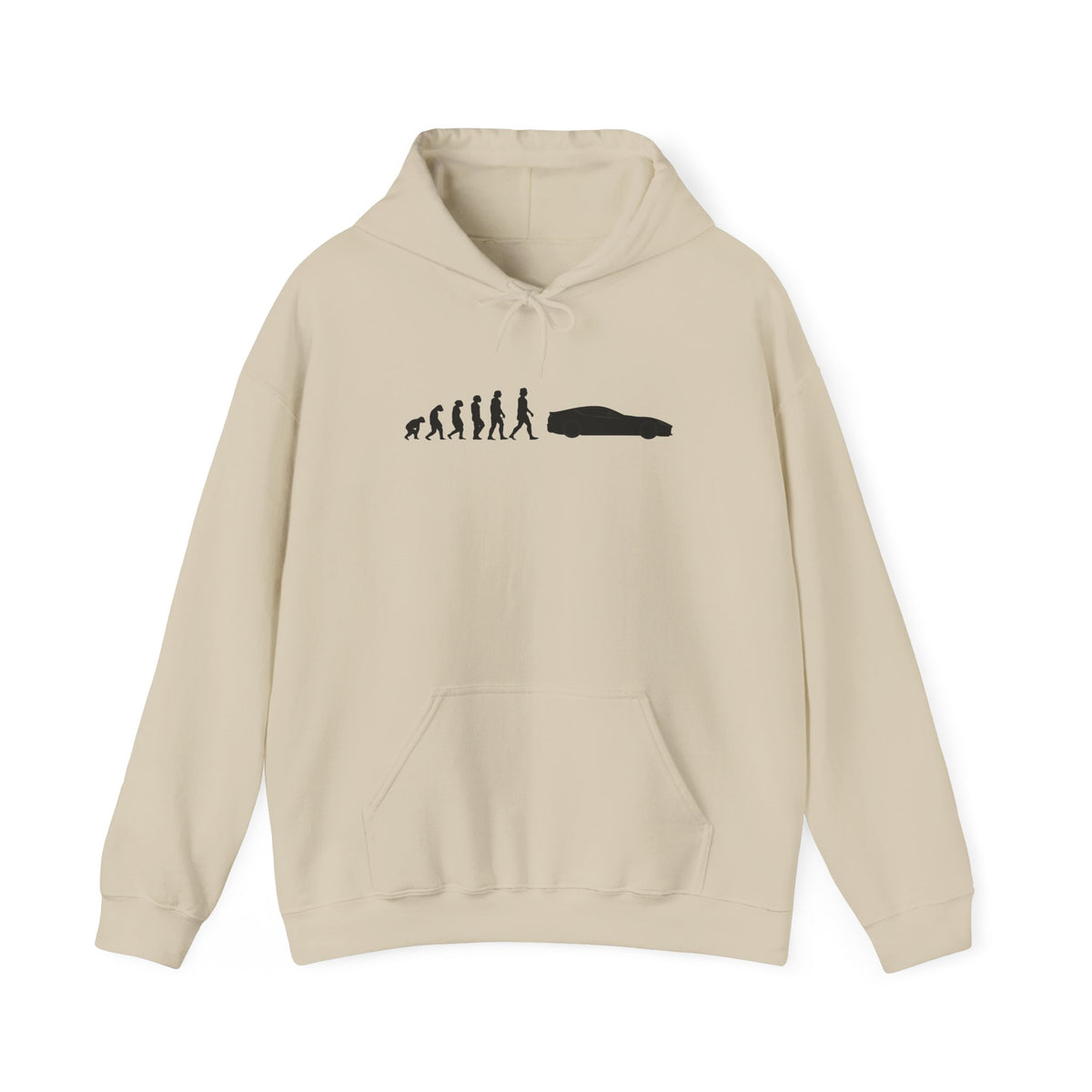 Ferrari 812 Superfast hoodie by From Stone To Steel, Sand: ape to human to Ferrari 812 Superfast car evolution print