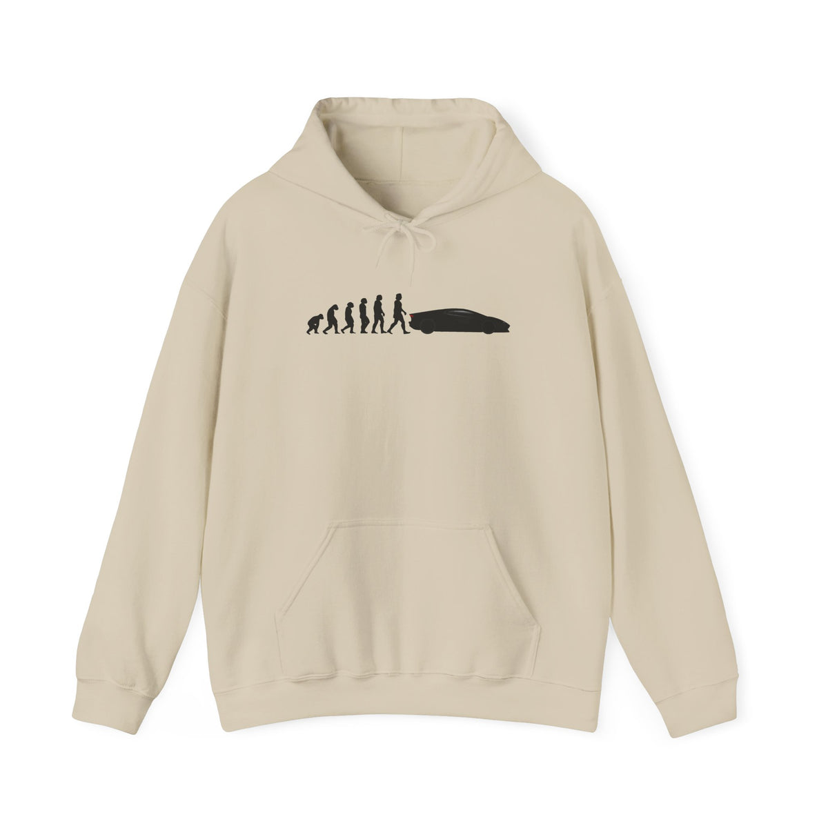 Lamborghini Aventador hoodie by From Stone To Steel, Sand: ape to human to Lamborghini Aventador car evolution print