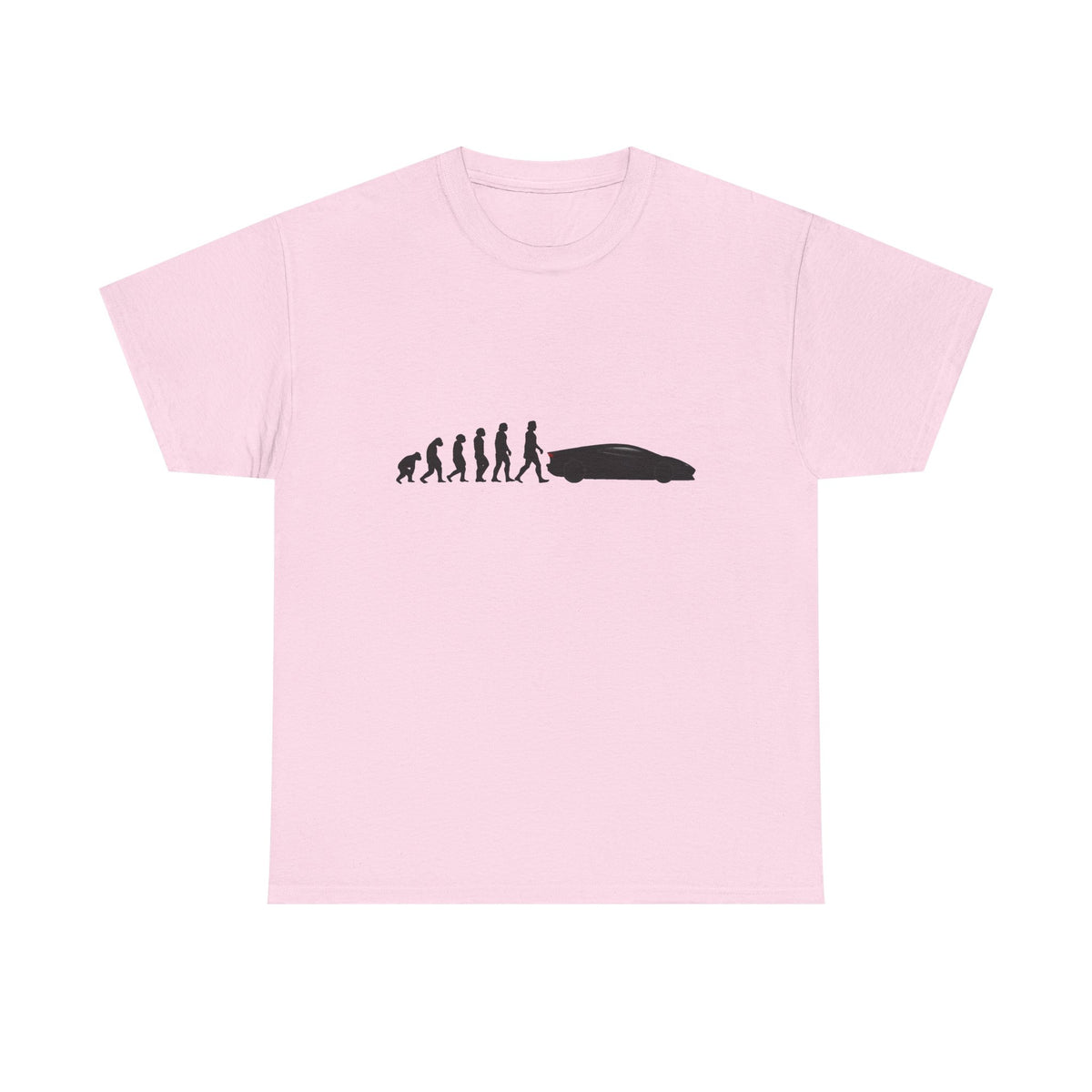 Lamborghini Aventador t-shirt by From Stone To Steel, Light Pink: ape to human to Lamborghini Aventador car evolution print