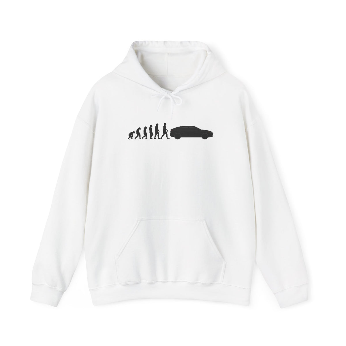Lamborghini Urus hoodie by From Stone To Steel, White: ape to human to Lamborghini Urus car evolution print