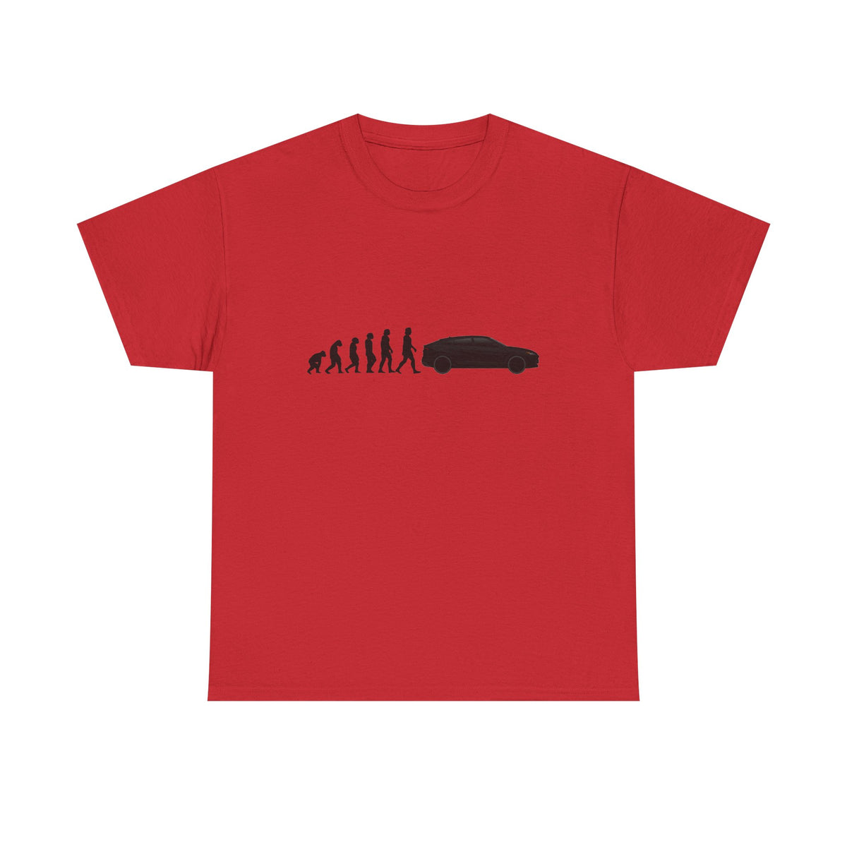 Lamborghini Urus t-shirt by From Stone To Steel, Red: ape to human to Lamborghini Urus car evolution print