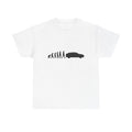 Lamborghini Urus t-shirt by From Stone To Steel, White: ape to human to Lamborghini Urus car evolution print