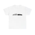Nissan GT-R t-shirt by From Stone To Steel, White: ape to human to Nissan GT-R car evolution print