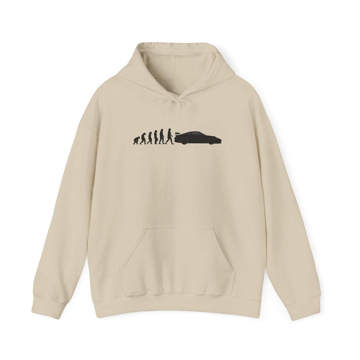 Porsche 911 GT3 hoodie by From Stone To Steel, Sand: ape to human to Porsche 911 GT3 car evolution print